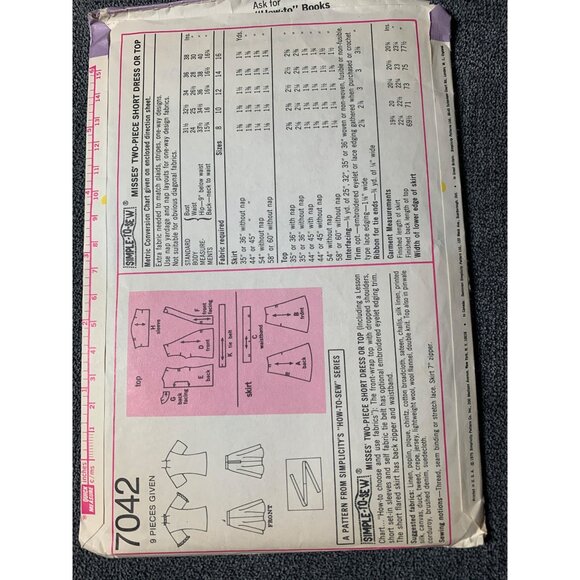 Simplicity Misses Shirt Skirt Sewing Pattern sz 12 7042 - uncut - Picture 6 of 10